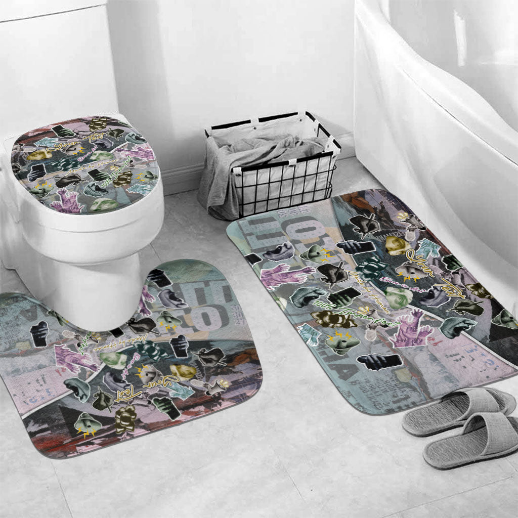 Personalized Made By Human Imperfect Statue Faces Bathroom Set Handmade Look Grunge Collage Pop Art