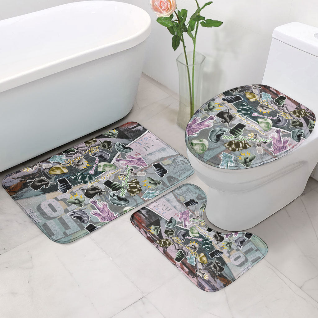 Personalized Made By Human Imperfect Statue Faces Bathroom Set Handmade Look Grunge Collage Pop Art