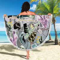 Personalized Made By Human Imperfect Statue Faces Beach Blanket Handmade Look Grunge Collage Pop Art