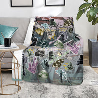 Personalized Made By Human Imperfect Statue Faces Blanket Handmade Look Grunge Collage Pop Art
