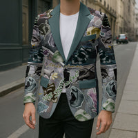 Personalized Made By Human Imperfect Statue Faces Blazer Handmade Look Grunge Collage Pop Art