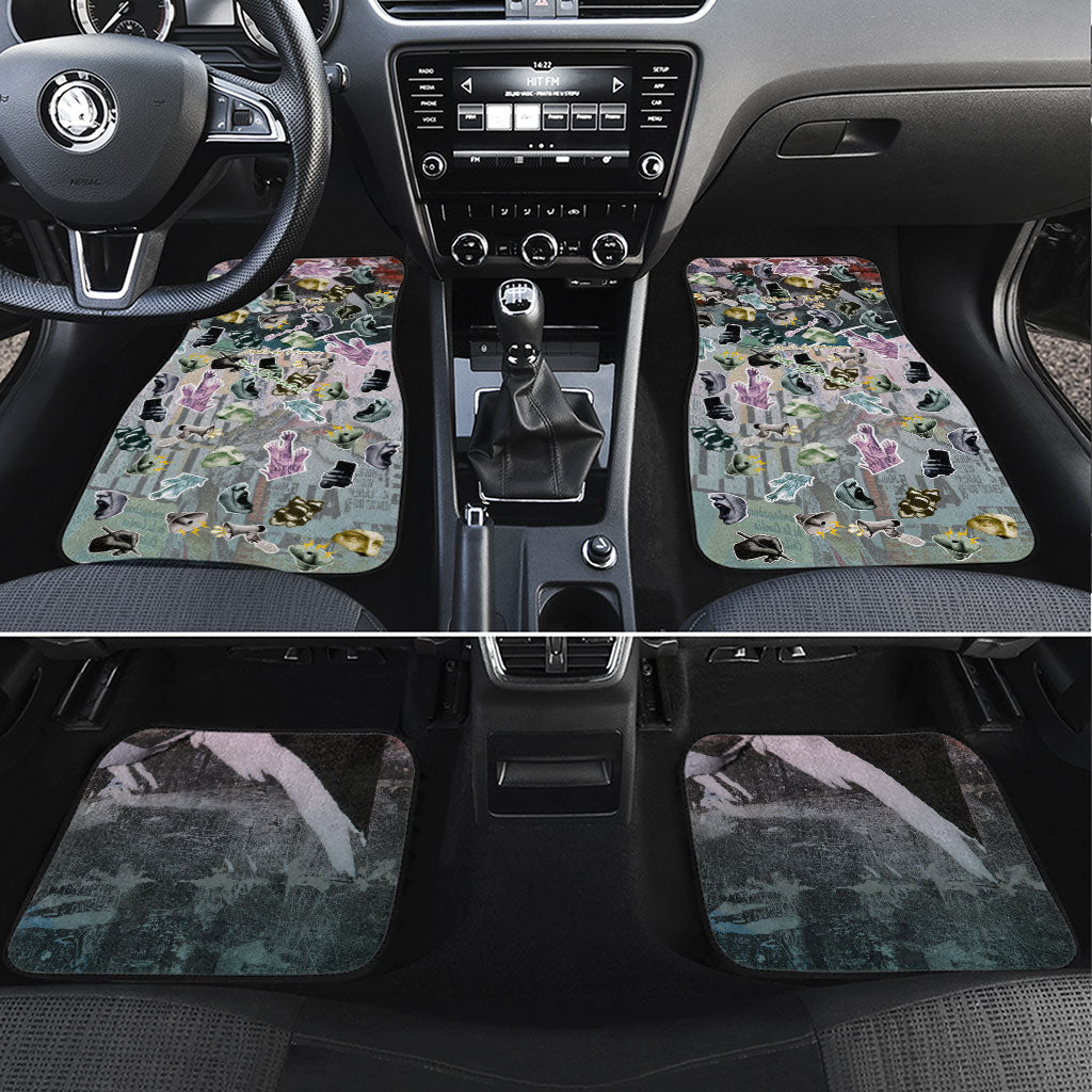 Personalized Made By Human Imperfect Statue Faces Car Mats Handmade Look Grunge Collage Pop Art