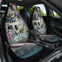 Personalized Made By Human Imperfect Statue Faces Car Seat Cover Handmade Look Grunge Collage Pop Art