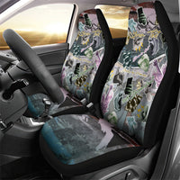 Personalized Made By Human Imperfect Statue Faces Car Seat Cover Handmade Look Grunge Collage Pop Art