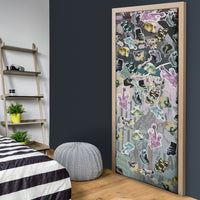 Personalized Made By Human Imperfect Statue Faces Door Cover Handmade Look Grunge Collage Pop Art