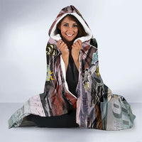Personalized Made By Human Imperfect Statue Faces Hooded Blanket Handmade Look Grunge Collage Pop Art