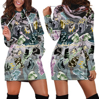 Personalized Made By Human Imperfect Statue Faces Hoodie Dress Handmade Look Grunge Collage Pop Art