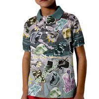 Personalized Made By Human Imperfect Statue Faces Kid Polo Shirt Handmade Look Grunge Collage Pop Art