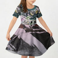 Personalized Made By Human Imperfect Statue Faces Kid Short Sleeve Dress Handmade Look Grunge Collage Pop Art