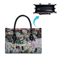 Personalized Made By Human Imperfect Statue Faces Leather Bag Handmade Look Grunge Collage Pop Art