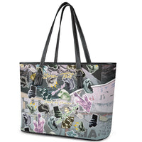Personalized Made By Human Imperfect Statue Faces Leather Tote Bag Handmade Look Grunge Collage Pop Art