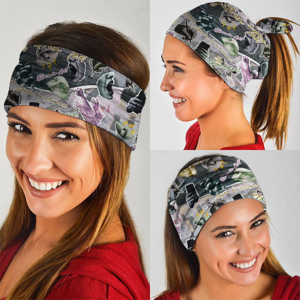 Personalized Made By Human Imperfect Statue Faces Neck Gaiter Handmade Look Grunge Collage Pop Art