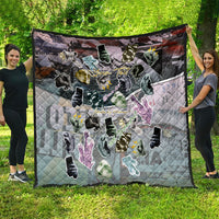 Personalized Made By Human Imperfect Statue Faces Quilt Handmade Look Grunge Collage Pop Art