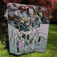 Personalized Made By Human Imperfect Statue Faces Quilt Handmade Look Grunge Collage Pop Art