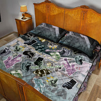 Personalized Made By Human Imperfect Statue Faces Quilt Bed Set Handmade Look Grunge Collage Pop Art