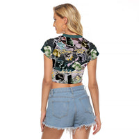 Personalized Made By Human Imperfect Statue Faces Raglan Cropped T Shirt Handmade Look Grunge Collage Pop Art
