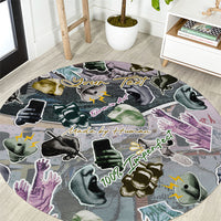 Personalized Made By Human Imperfect Statue Faces Round Carpet Handmade Look Grunge Collage Pop Art