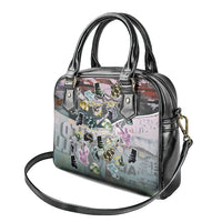 Personalized Made By Human Imperfect Statue Faces Shoulder Handbag Handmade Look Grunge Collage Pop Art