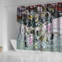 Personalized Made By Human Imperfect Statue Faces Shower Curtain Handmade Look Grunge Collage Pop Art