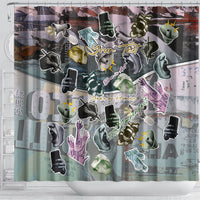Personalized Made By Human Imperfect Statue Faces Shower Curtain Handmade Look Grunge Collage Pop Art