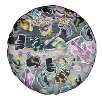 Personalized Made By Human Imperfect Statue Faces Spare Tire Cover Handmade Look Grunge Collage Pop Art