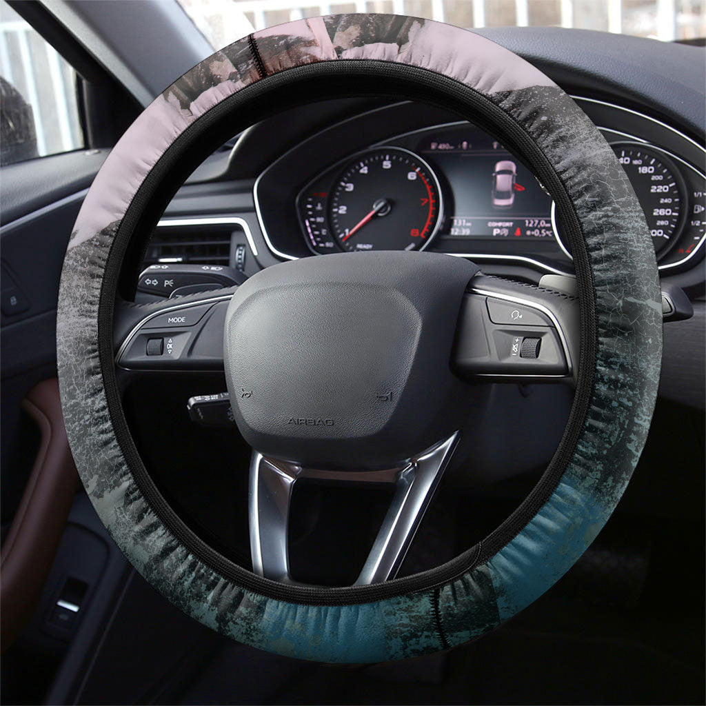 Made By Human Imperfect Statue Faces Steering Wheel Cover Handmade Look Grunge Collage Pop Art