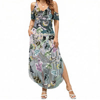 Personalized Made By Human Imperfect Statue Faces Summer Maxi Dress Handmade Look Grunge Collage Pop Art