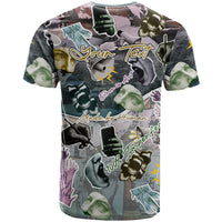 Personalized Made By Human Imperfect Statue Faces T Shirt Handmade Look Grunge Collage Pop Art