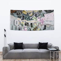 Personalized Made By Human Imperfect Statue Faces Tapestry Handmade Look Grunge Collage Pop Art
