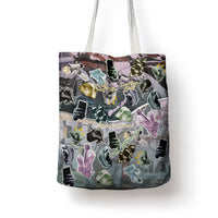 Personalized Made By Human Imperfect Statue Faces Tote Bag Handmade Look Grunge Collage Pop Art