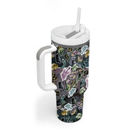 Personalized Made By Human Imperfect Statue Faces Tumbler With Handle Handmade Look Grunge Collage Pop Art