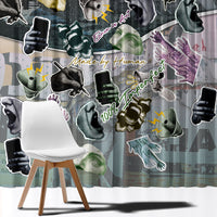 Personalized Made By Human Imperfect Statue Faces Window Curtain Handmade Look Grunge Collage Pop Art