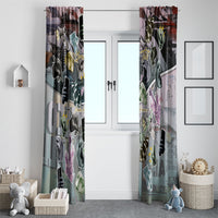 Personalized Made By Human Imperfect Statue Faces Window Curtain Handmade Look Grunge Collage Pop Art