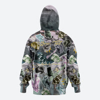 Personalized Made By Human Imperfect Statue Faces Zip Hoodie Handmade Look Grunge Collage Pop Art