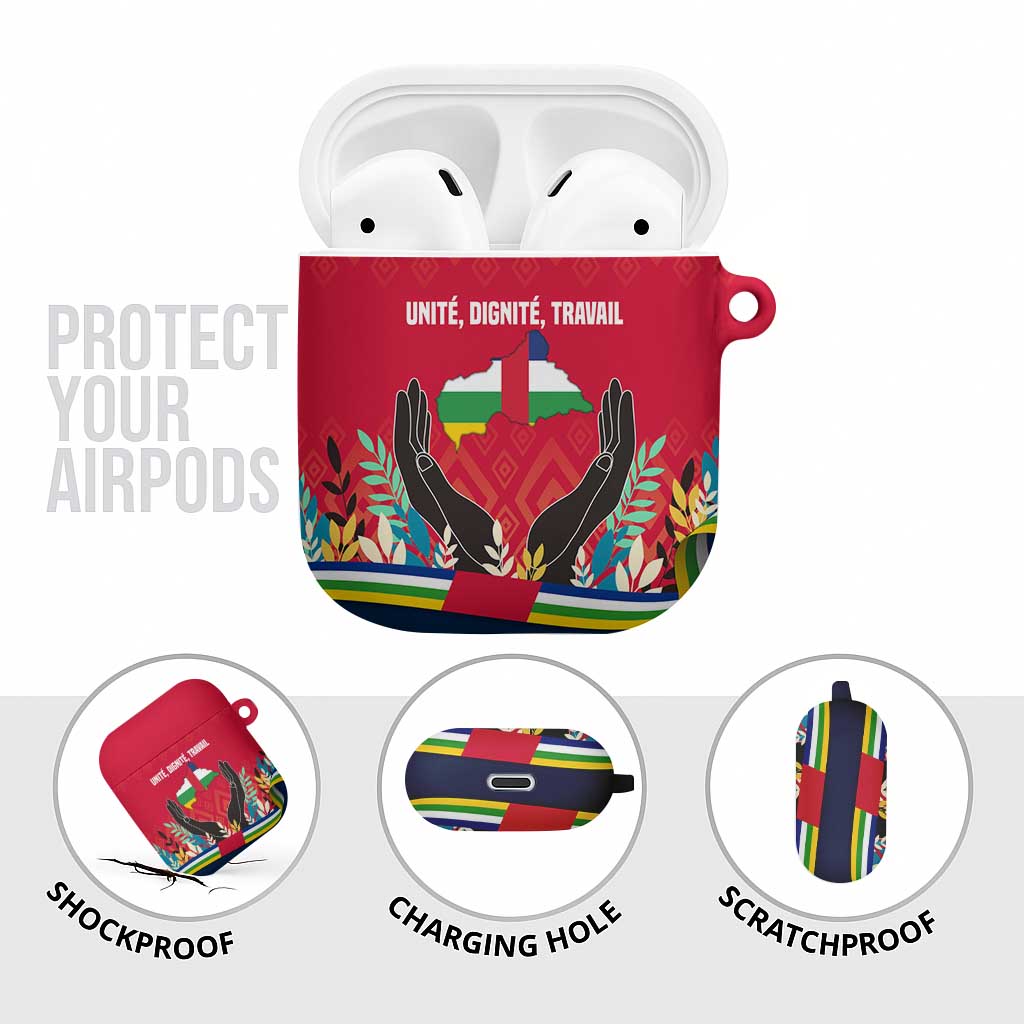 Central African Republic AirPods Case with Red Blue Green Tribal Design and National Flag - Wonder Print Shop