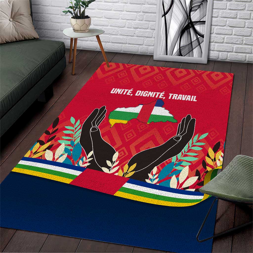 Central African Republic Area Rug with Red Blue Green Tribal Design and National Flag - Wonder Print Shop