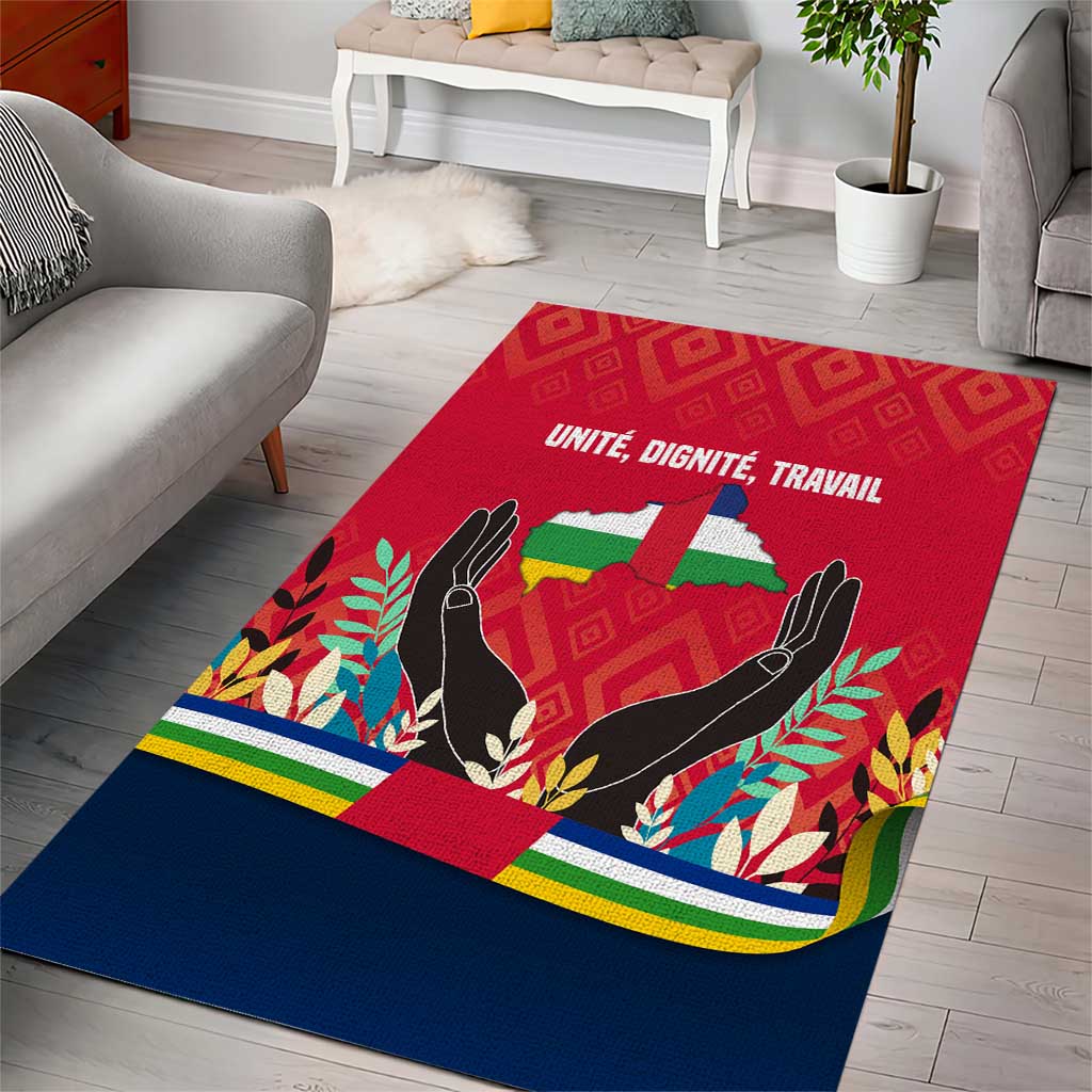 Central African Republic Area Rug with Red Blue Green Tribal Design and National Flag - Wonder Print Shop