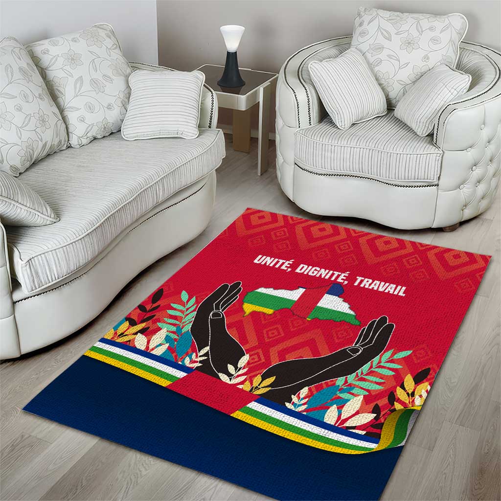Central African Republic Area Rug with Red Blue Green Tribal Design and National Flag - Wonder Print Shop