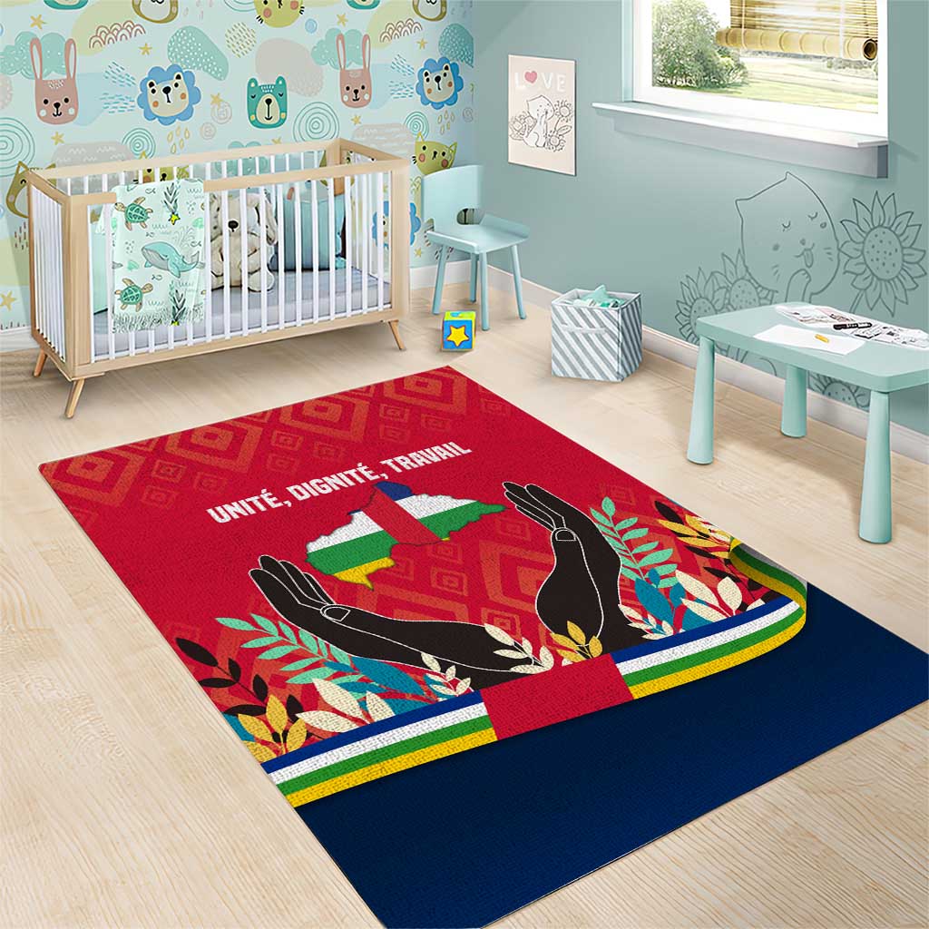 Central African Republic Area Rug with Red Blue Green Tribal Design and National Flag - Wonder Print Shop