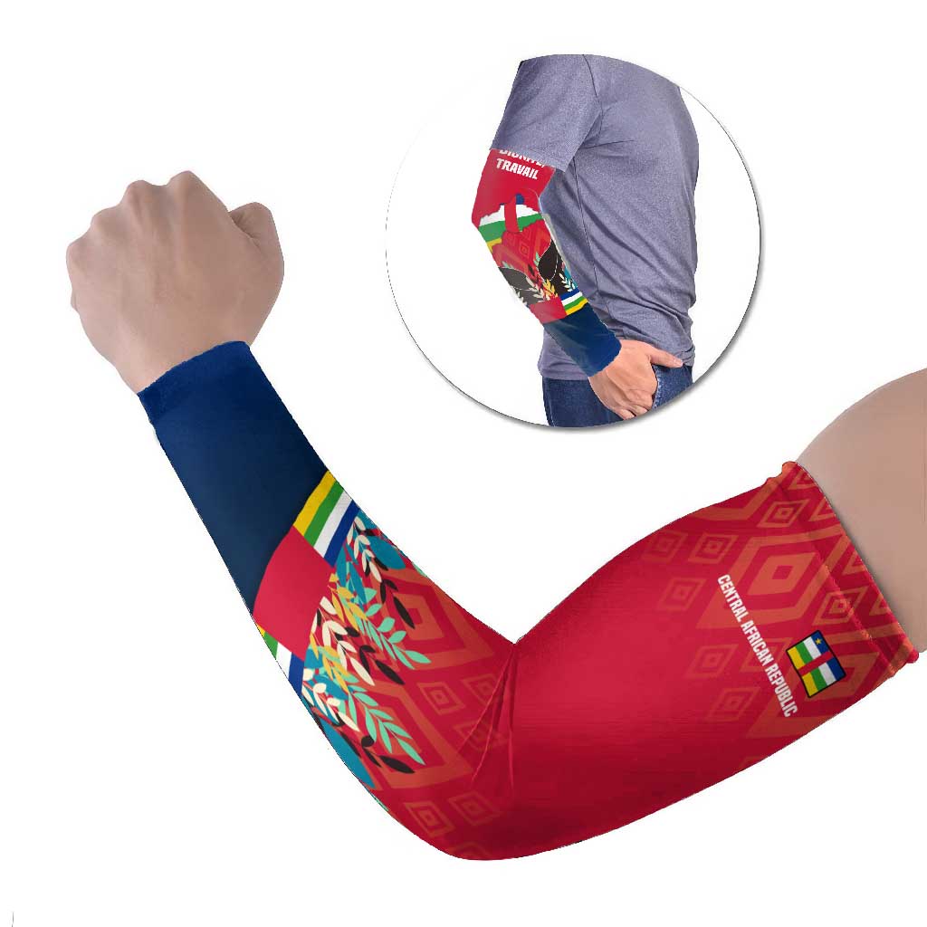 Central African Republic Arm Sleeves with Red Blue Green Tribal Design and National Flag - Wonder Print Shop