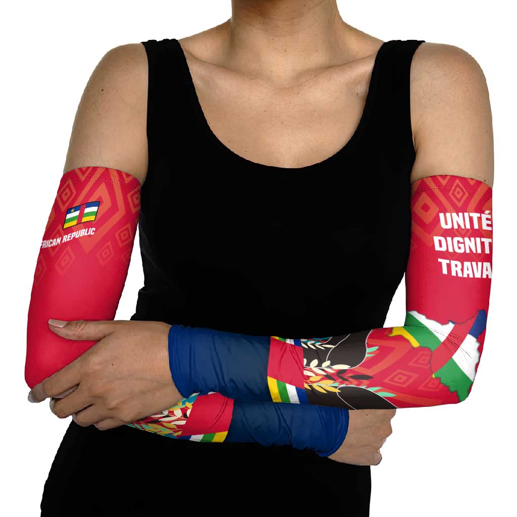 Central African Republic Arm Sleeves with Red Blue Green Tribal Design and National Flag - Wonder Print Shop