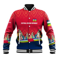Central African Republic Baseball Jacket with Red Blue Green Tribal Design and National Flag - Wonder Print Shop