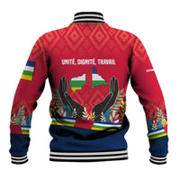 Central African Republic Baseball Jacket with Red Blue Green Tribal Design and National Flag - Wonder Print Shop