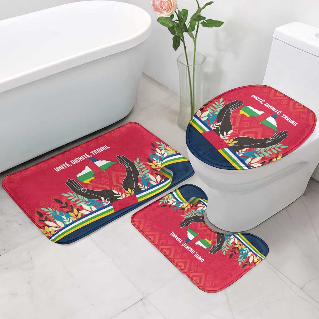 Central African Republic Bathroom Set with Red Blue Green Tribal Design and National Flag - Wonder Print Shop