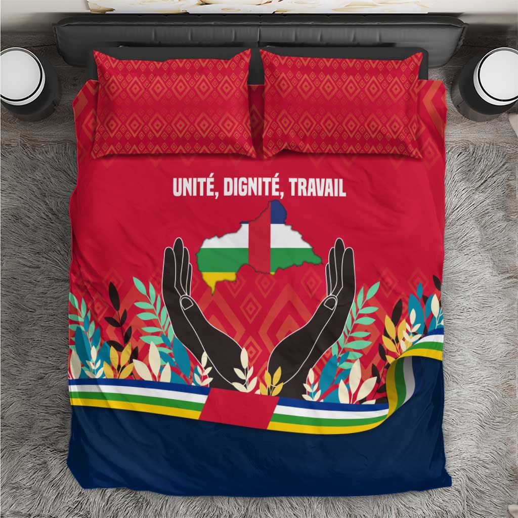 Central African Republic Bedding Set with Red Blue Green Tribal Design and National Flag - Wonder Print Shop