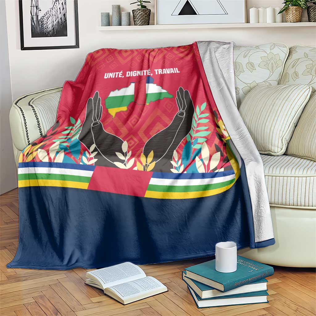 Central African Republic Blanket with Red Blue Green Tribal Design and National Flag - Wonder Print Shop