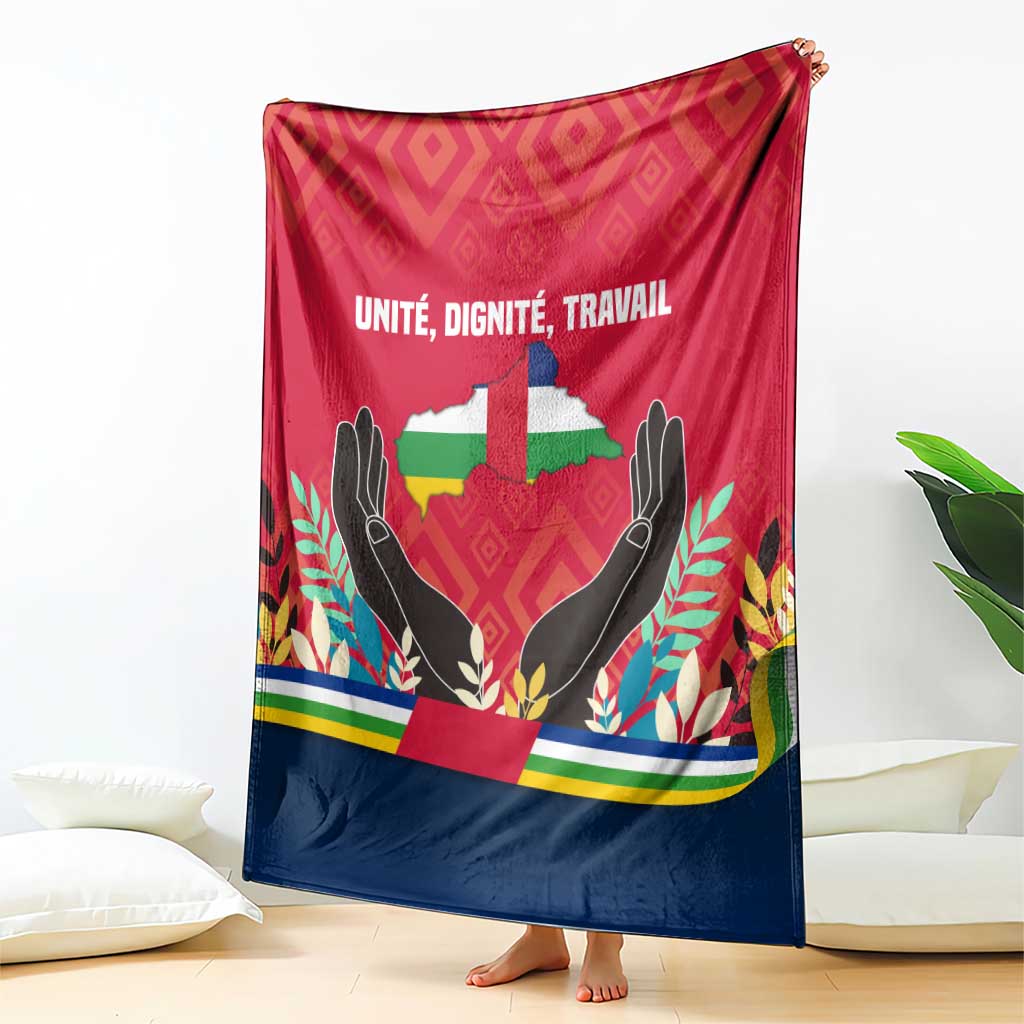 Central African Republic Blanket with Red Blue Green Tribal Design and National Flag - Wonder Print Shop