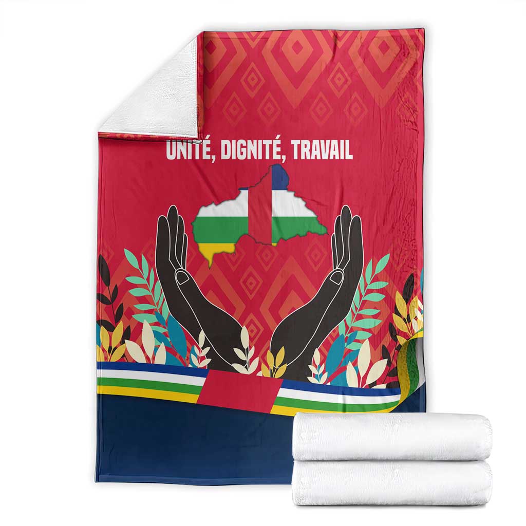 Central African Republic Blanket with Red Blue Green Tribal Design and National Flag - Wonder Print Shop