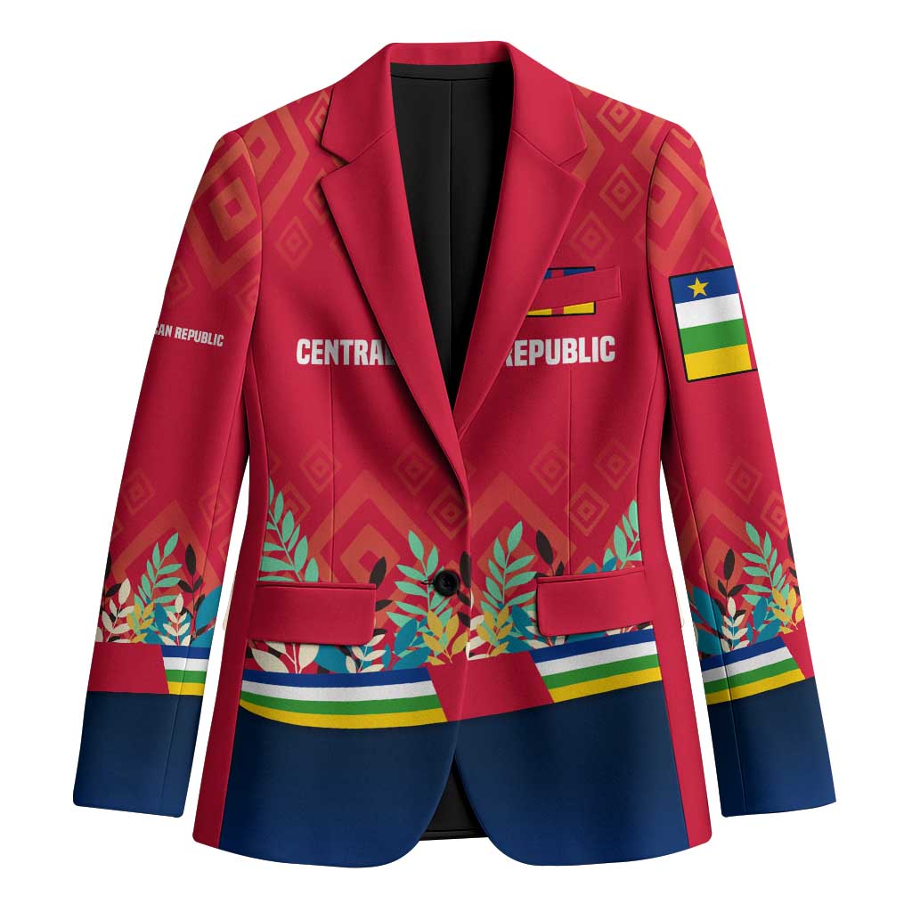 Central African Republic Blazer with Red Blue Green Tribal Design and National Flag - Wonder Print Shop