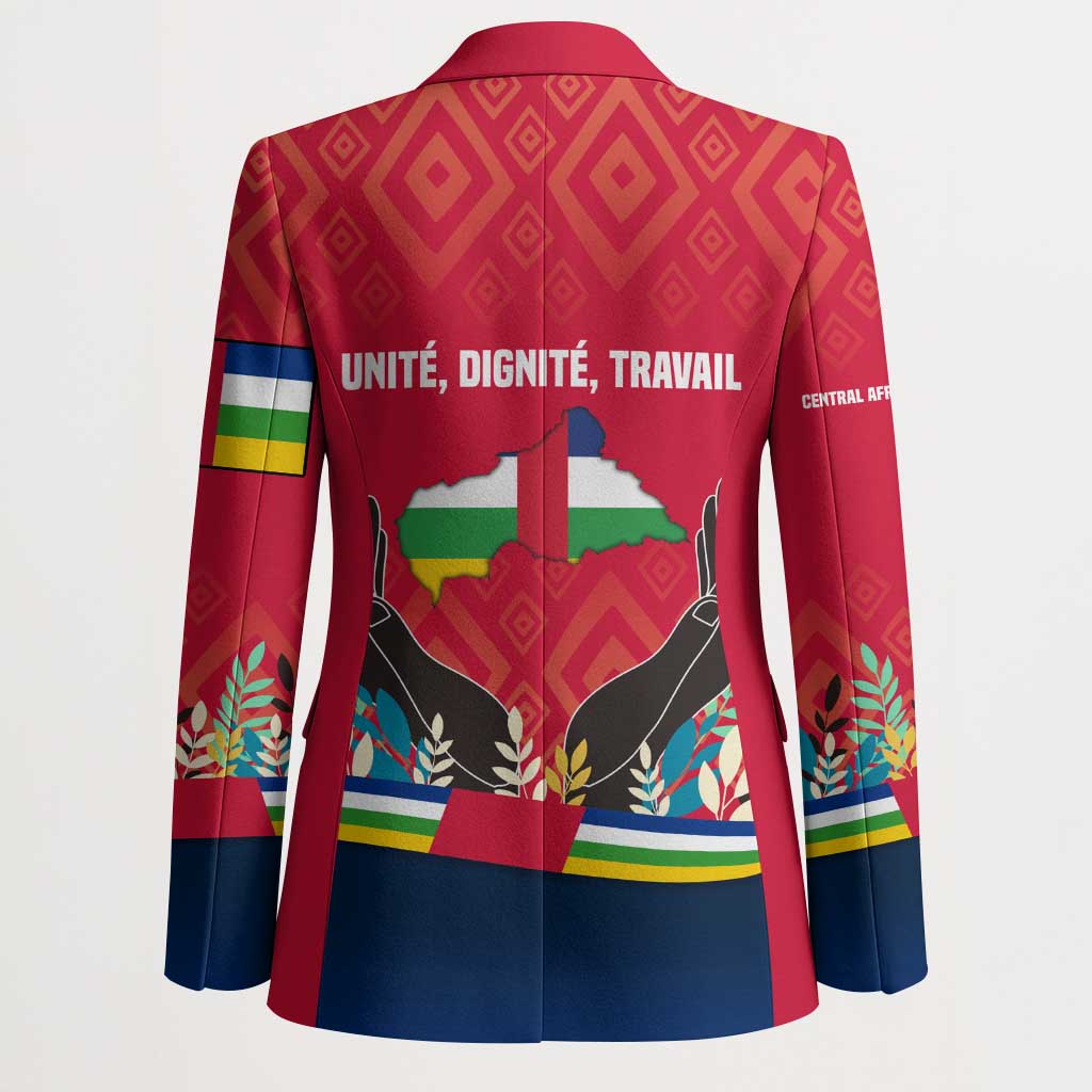 Central African Republic Blazer with Red Blue Green Tribal Design and National Flag - Wonder Print Shop